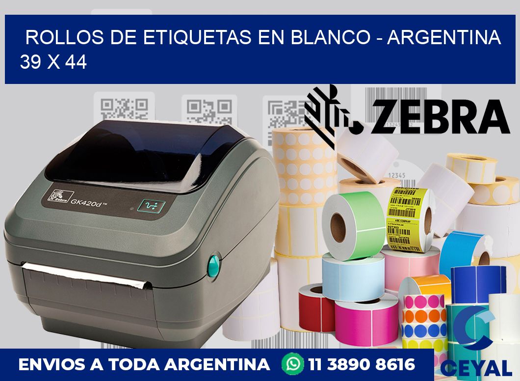 Rollos de etiquetas en blanco – Argentina 39 x 44