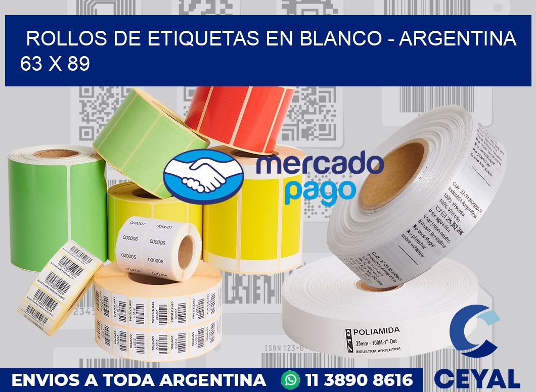 Rollos de etiquetas en blanco - Argentina 63 x 89