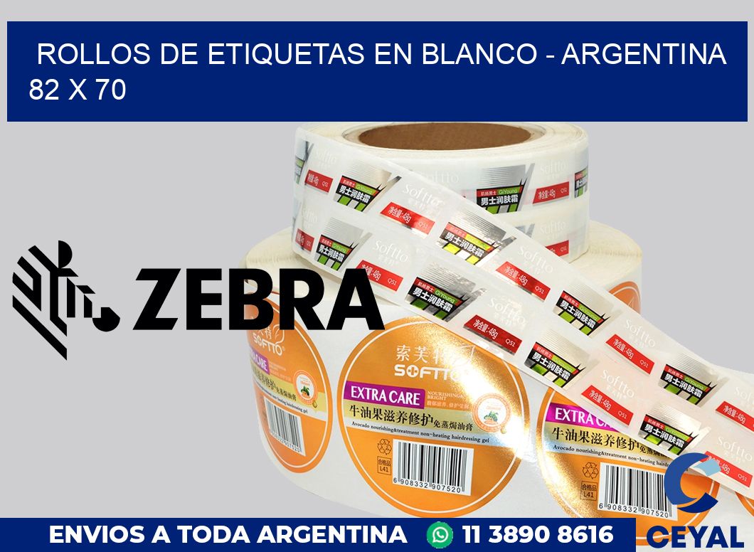 Rollos de etiquetas en blanco - Argentina 82 x 70