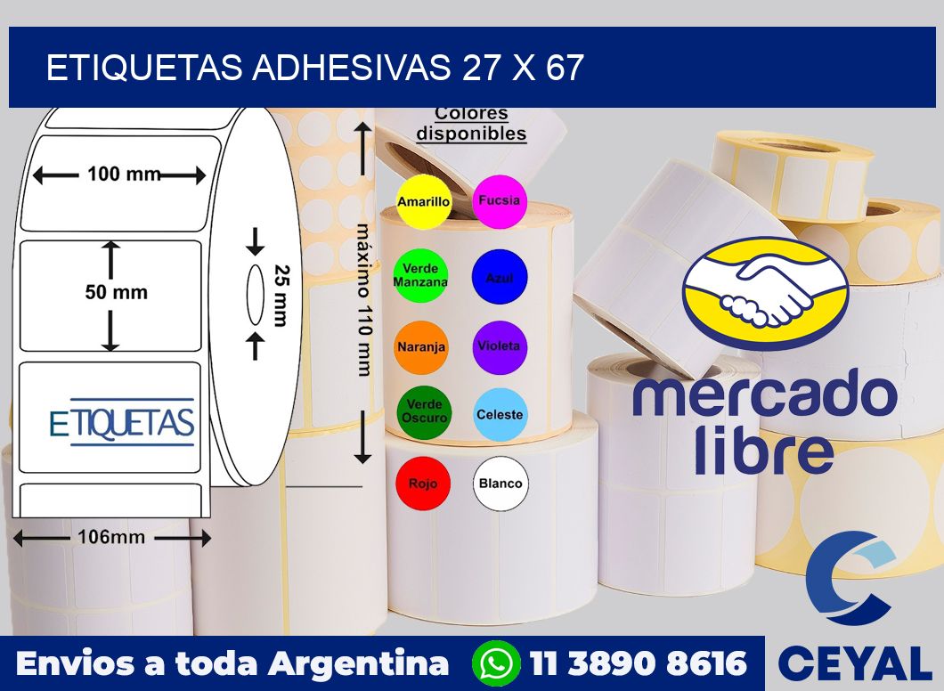 etiquetas adhesivas 27 x 67