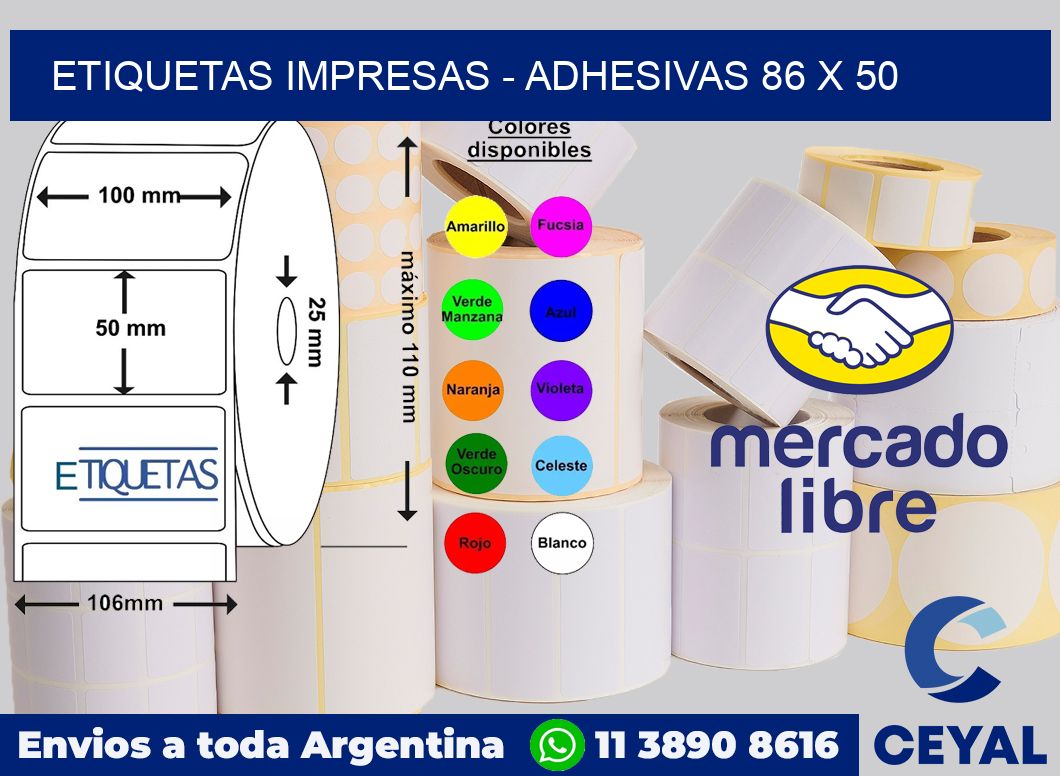 etiquetas impresas - Adhesivas 86 x 50