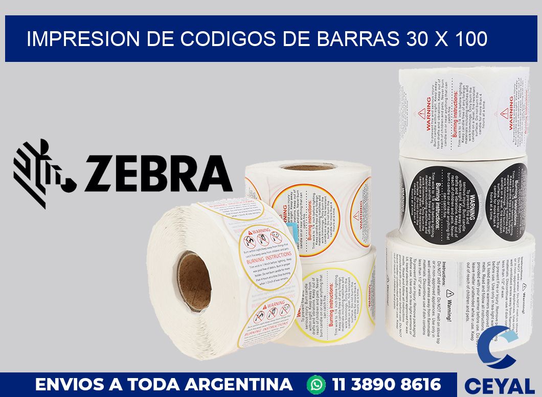 impresion de codigos de barras 30 x 100