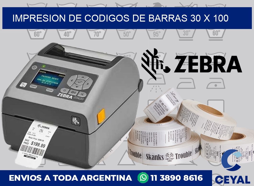 impresion de codigos de barras 30 x 100