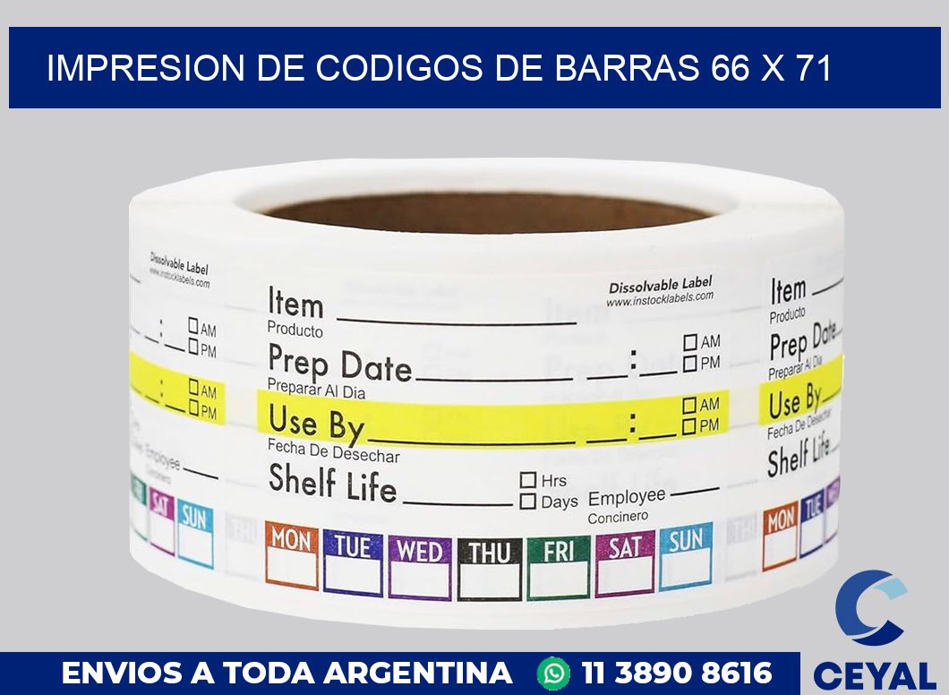 impresion de codigos de barras 66 x 71