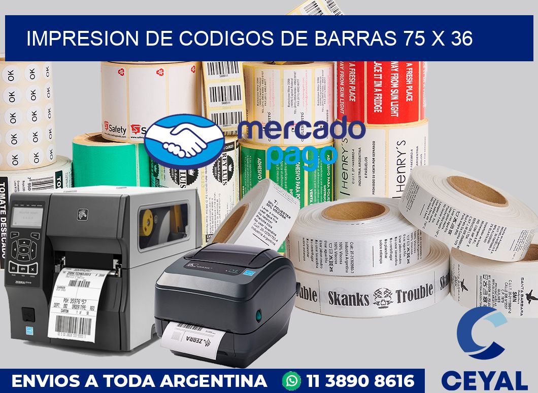 impresion de codigos de barras 75 x 36