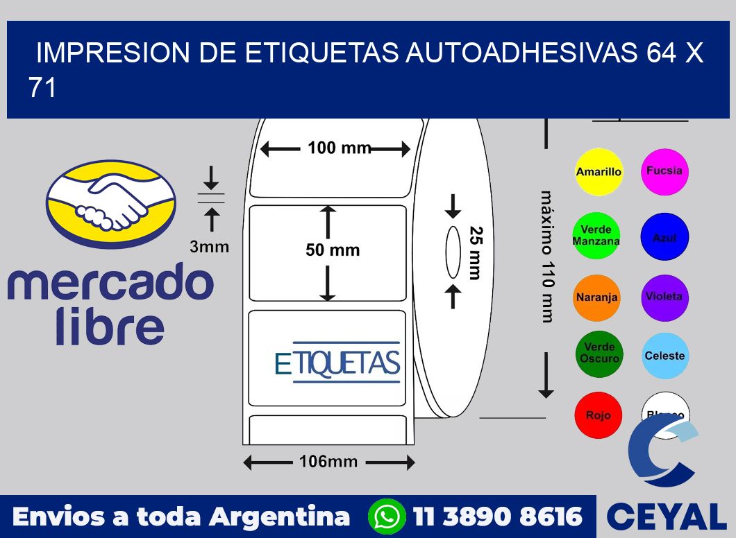 impresion de etiquetas autoadhesivas 64 x 71