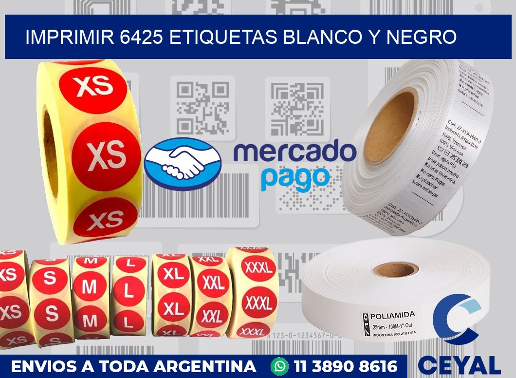 imprimir 6425 etiquetas blanco y negro
