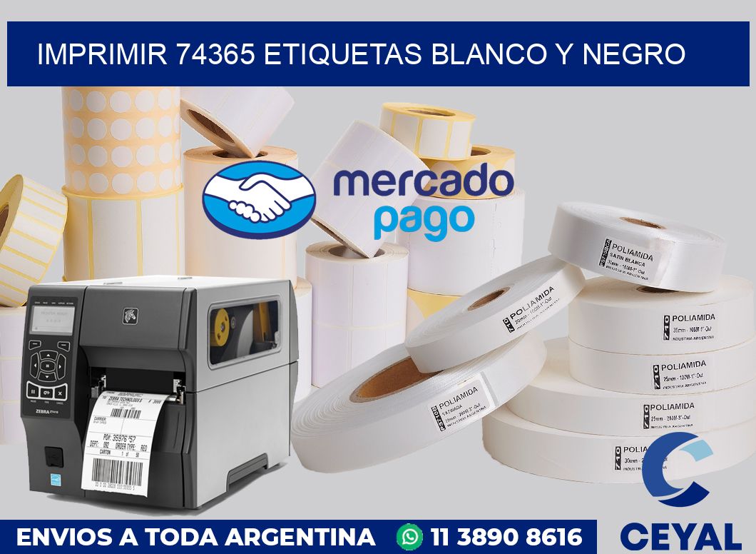 imprimir 74365 etiquetas blanco y negro