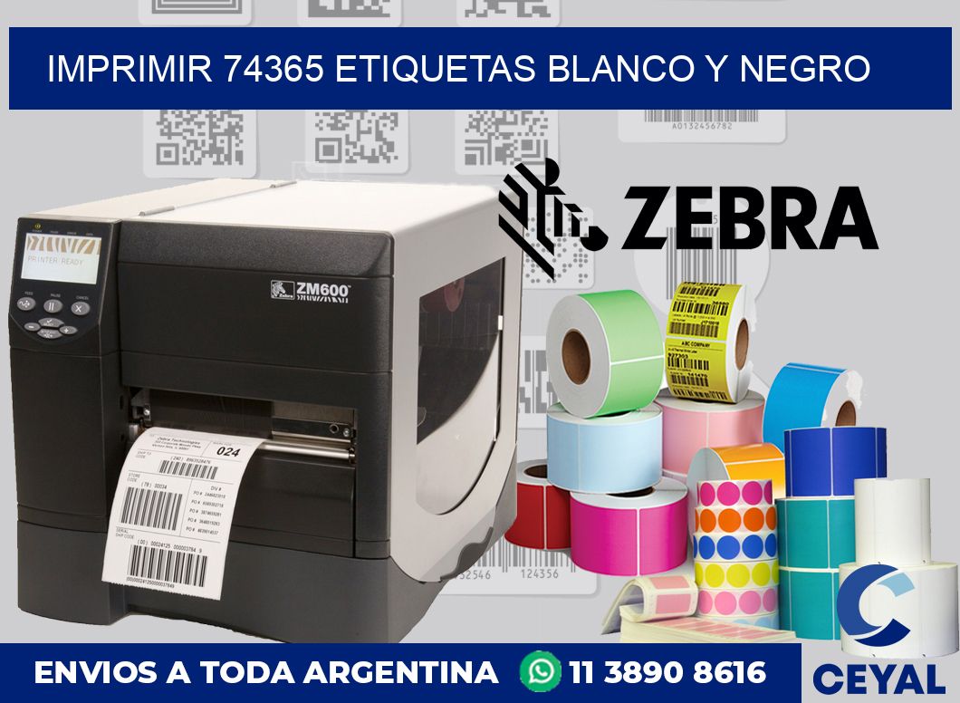imprimir 74365 etiquetas blanco y negro
