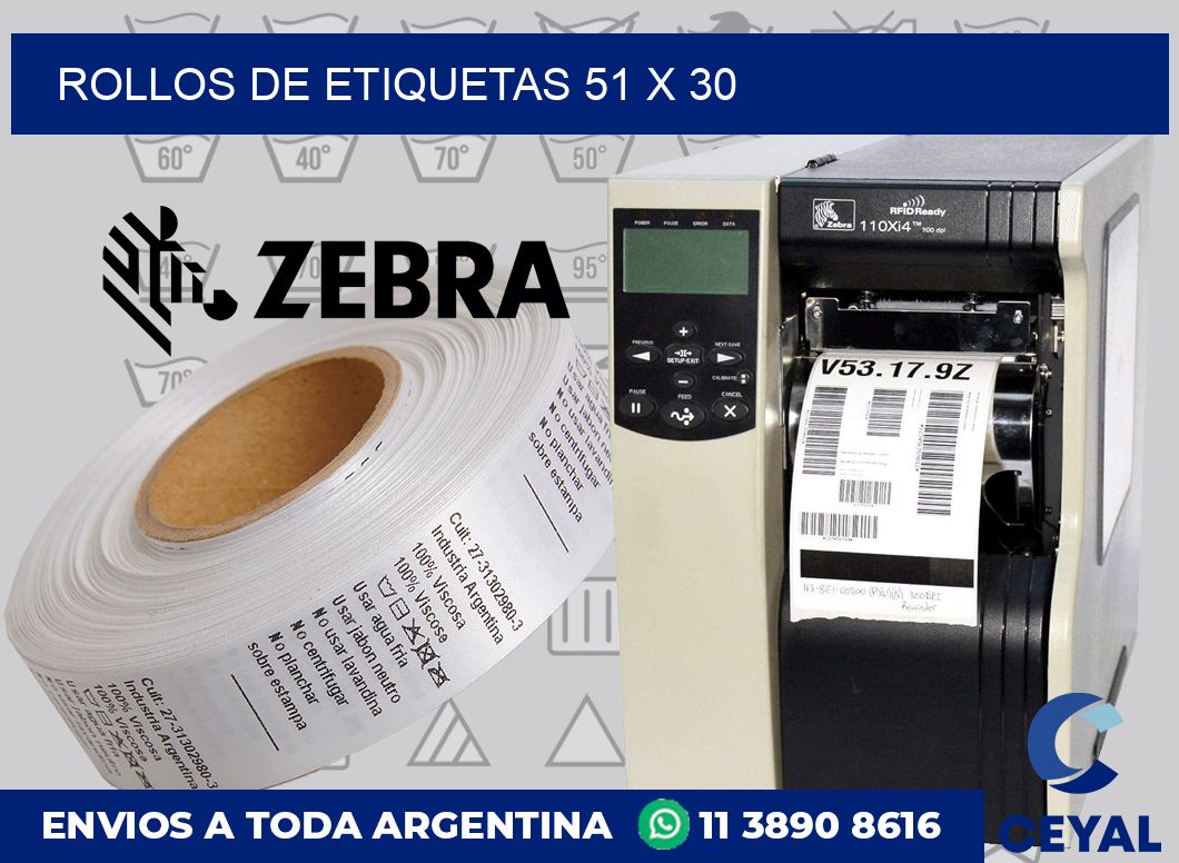 rollos de etiquetas 51 x 30