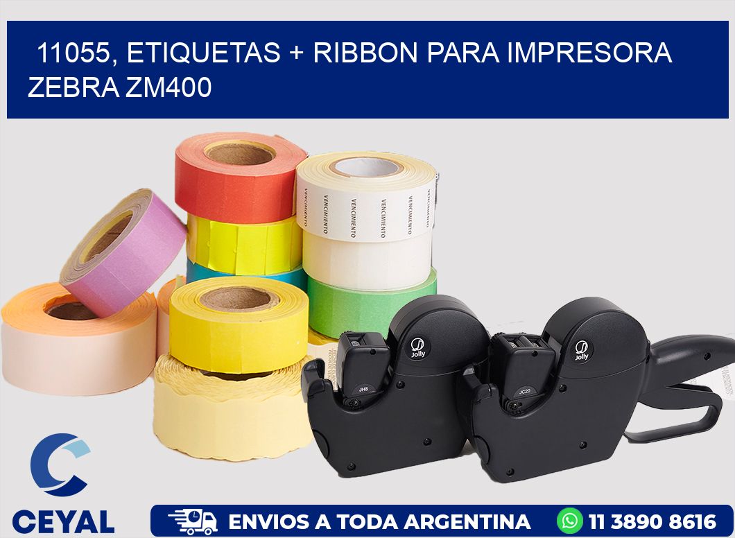 11055, etiquetas + ribbon para impresora zebra ZM400