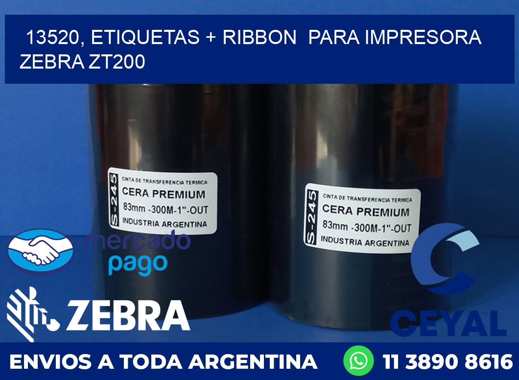 13520, etiquetas + ribbon  para impresora zebra ZT200