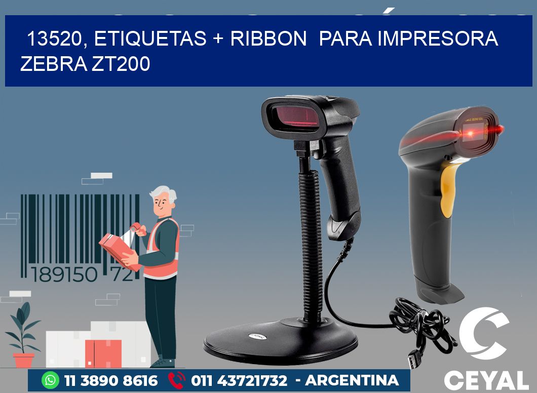 13520, etiquetas + ribbon  para impresora zebra ZT200