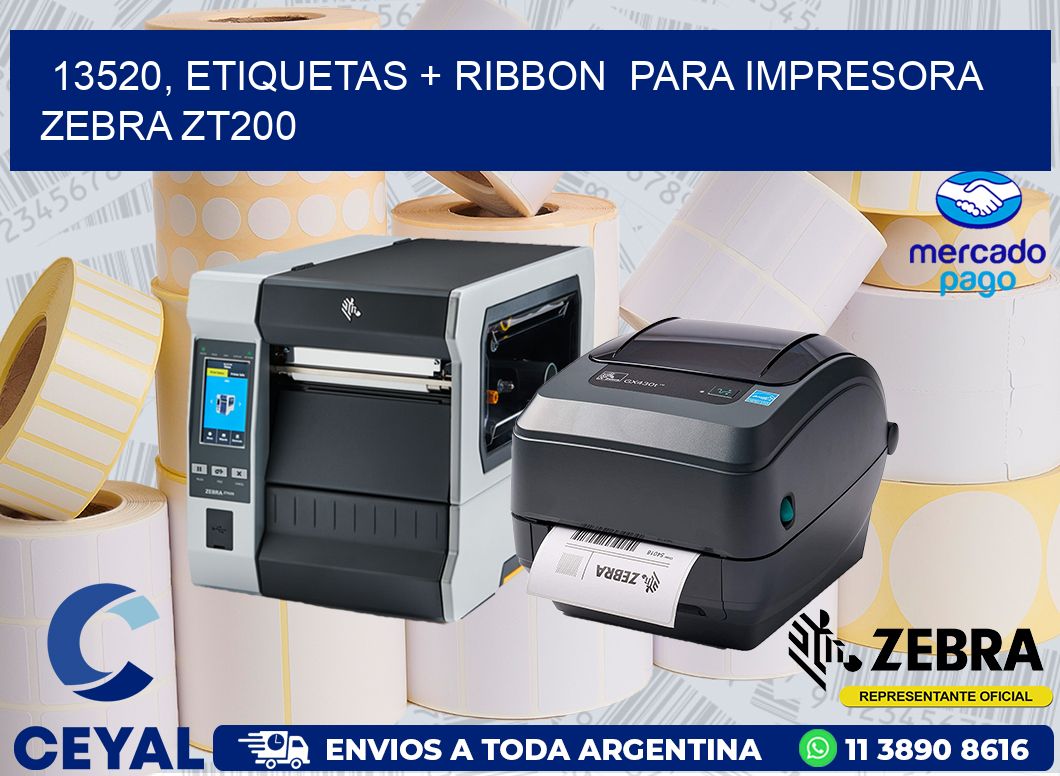 13520, etiquetas + ribbon  para impresora zebra ZT200