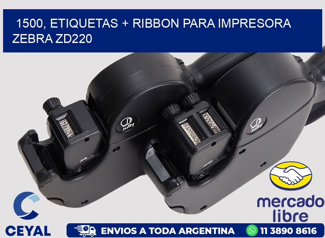 1500, etiquetas + ribbon para impresora zebra zd220