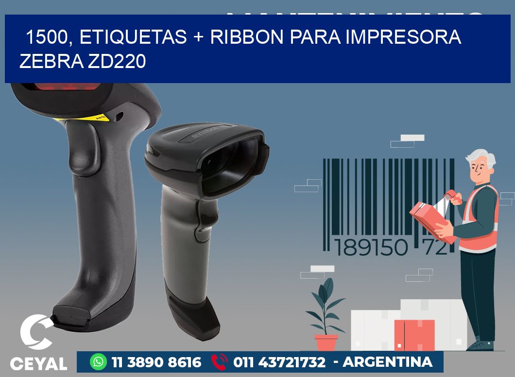 1500, etiquetas + ribbon para impresora zebra zd220