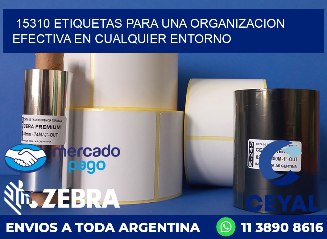 15310 ETIQUETAS PARA UNA ORGANIZACION EFECTIVA EN CUALQUIER ENTORNO