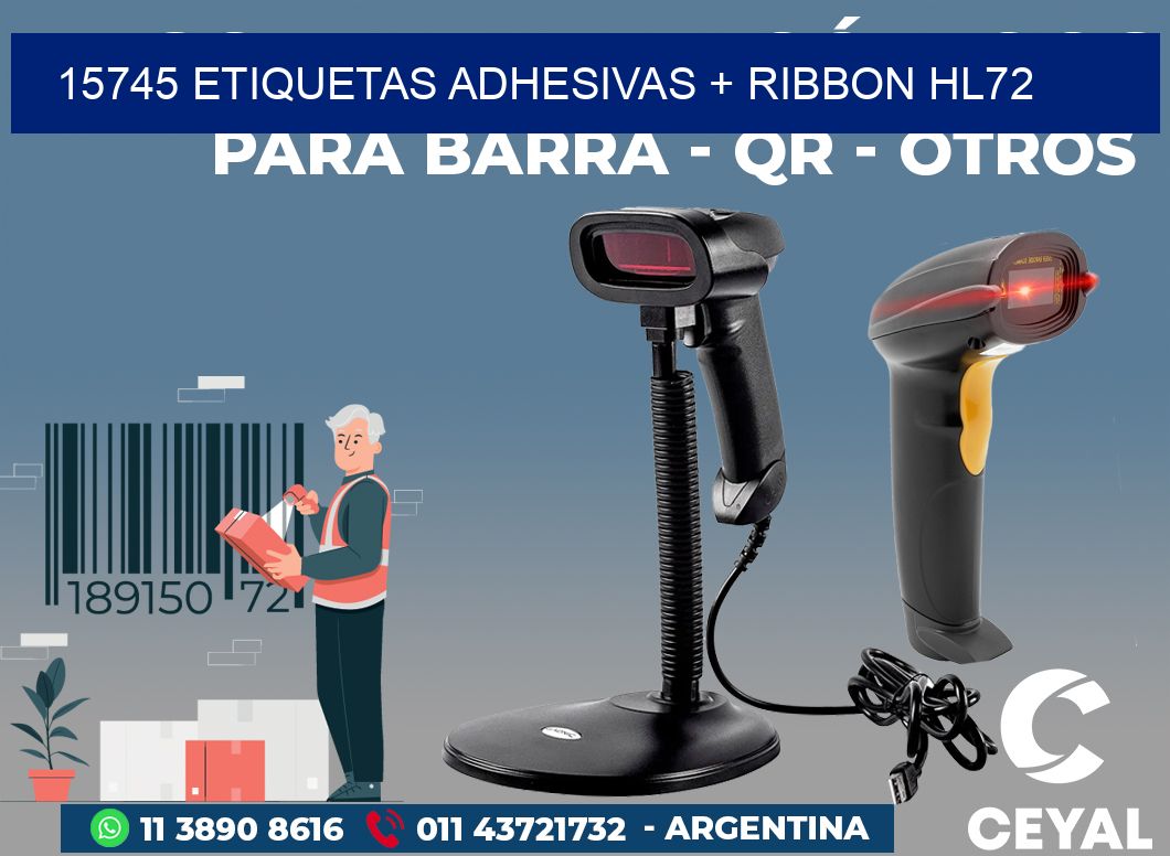15745 ETIQUETAS ADHESIVAS + RIBBON HL72