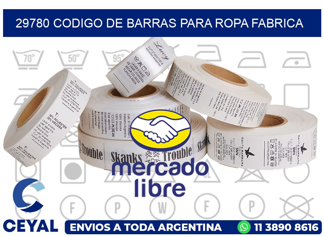 29780 CODIGO DE BARRAS PARA ROPA FABRICA
