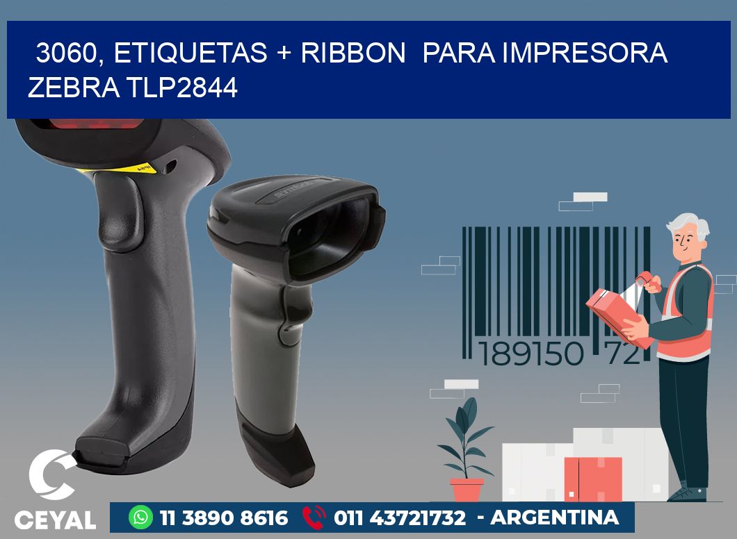 3060, etiquetas + ribbon  para impresora zebra TLP2844