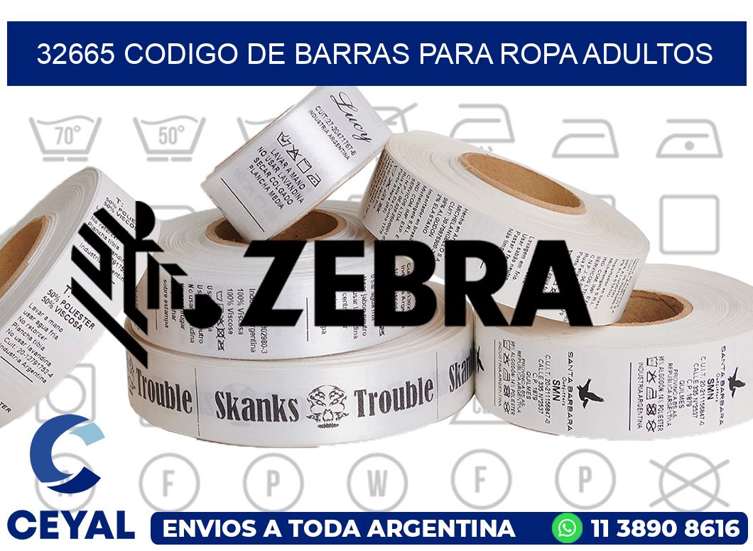 32665 CODIGO DE BARRAS PARA ROPA ADULTOS