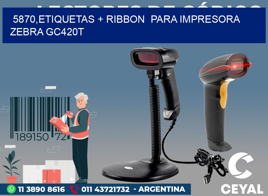 5870,etiquetas + ribbon  para impresora zebra GC420T