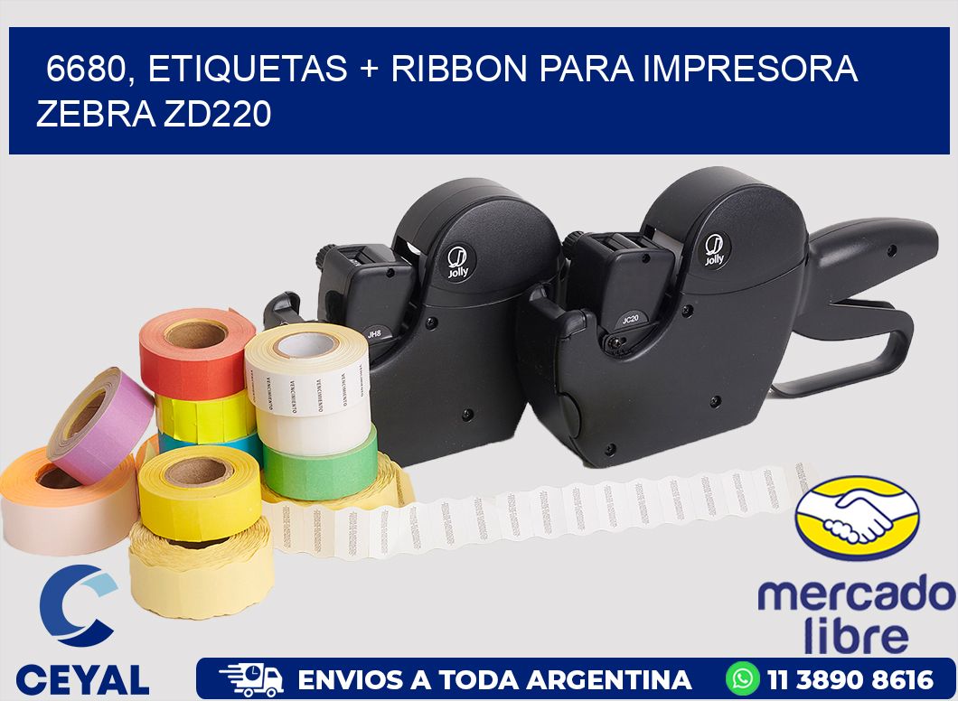 6680, etiquetas + ribbon para impresora zebra zd220
