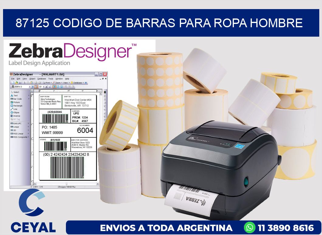 87125 CODIGO DE BARRAS PARA ROPA HOMBRE