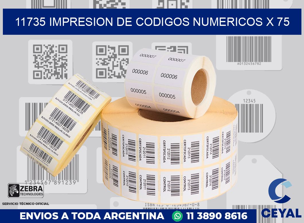 11735 impresion de codigos numericos x 75