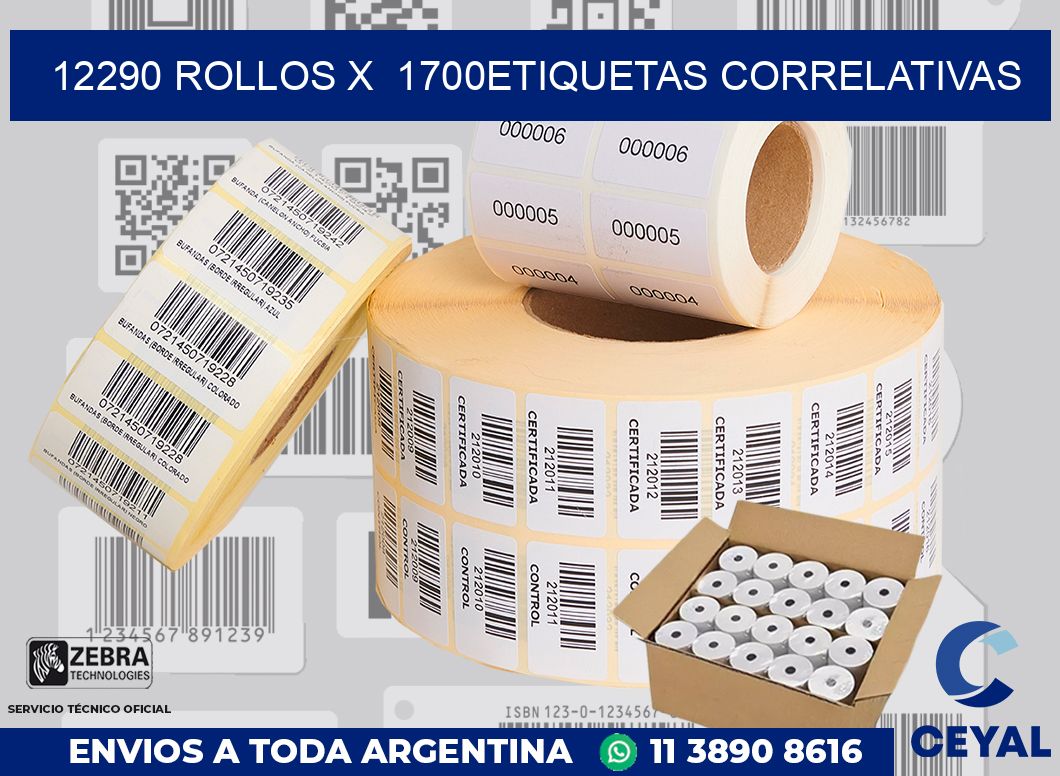 12290 Rollos x  1700etiquetas correlativas