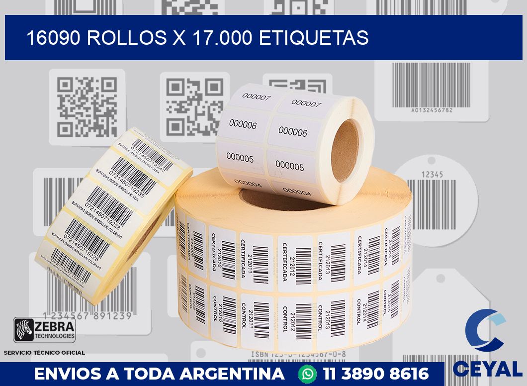 16090 Rollos x 17.000 etiquetas