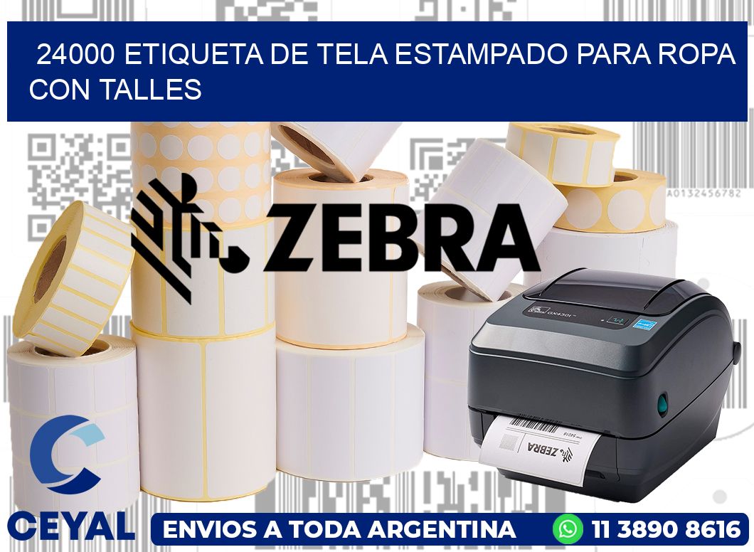 24000 ETIQUETA DE TELA ESTAMPADO PARA ROPA CON TALLES