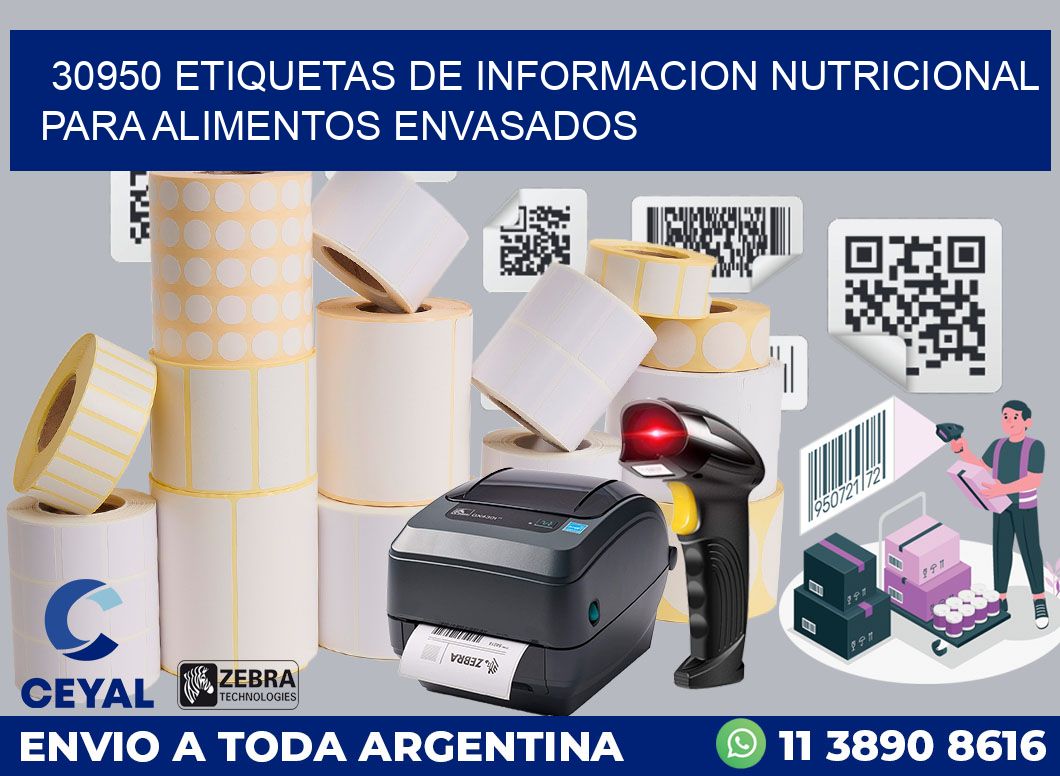 30950 ETIQUETAS DE INFORMACION NUTRICIONAL PARA ALIMENTOS ENVASADOS