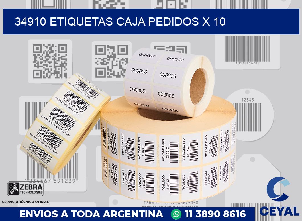 34910 etiquetas caja pedidos x 10