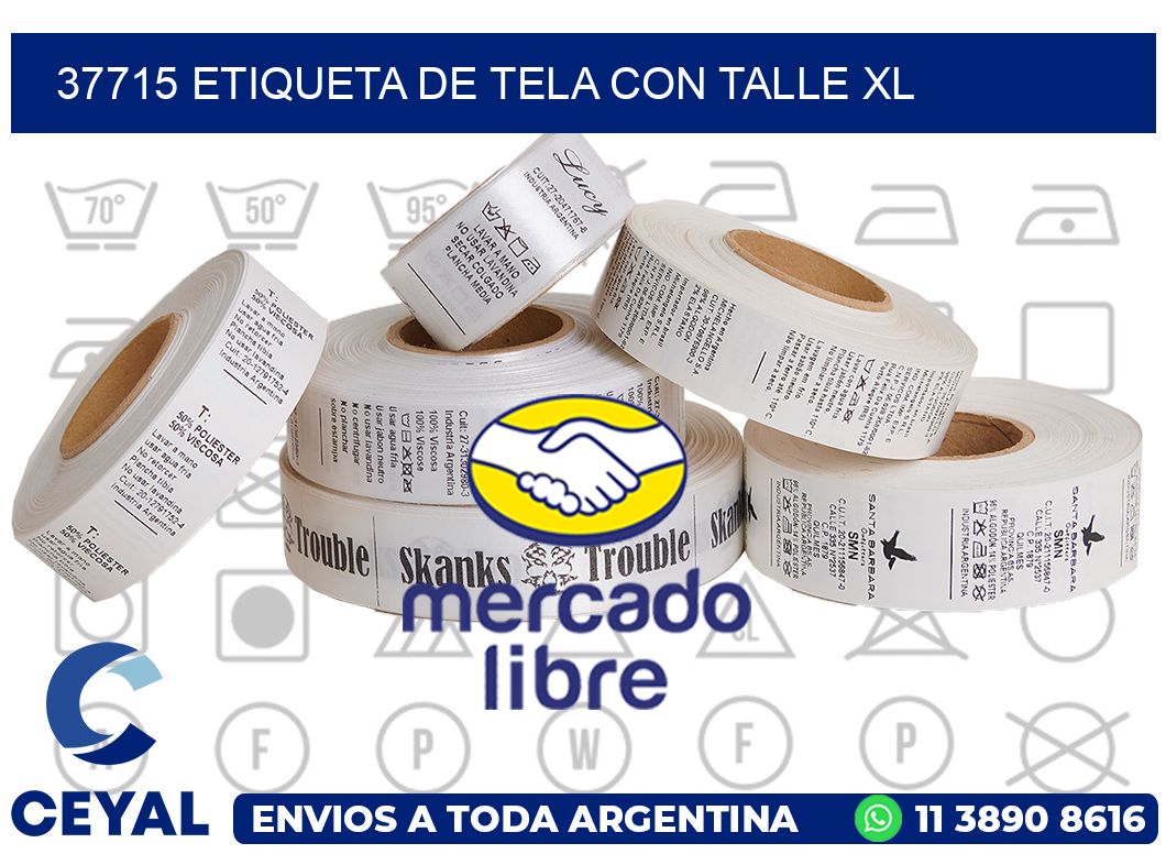 37715 ETIQUETA DE TELA CON TALLE XL