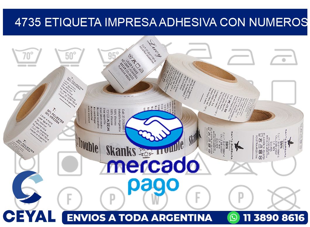 4735 ETIQUETA IMPRESA ADHESIVA CON NUMEROS