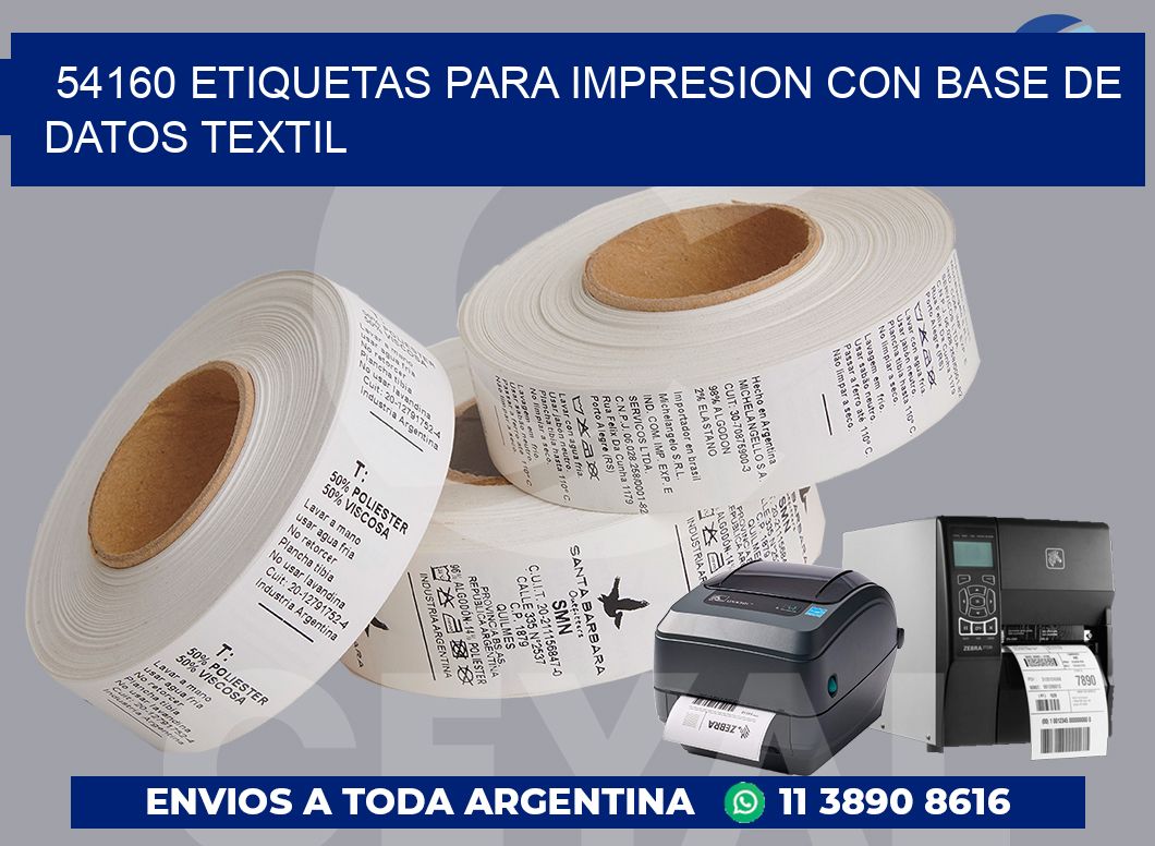 54160 ETIQUETAS PARA IMPRESION CON BASE DE DATOS TEXTIL