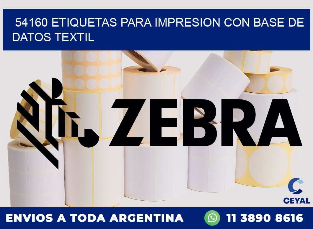 54160 ETIQUETAS PARA IMPRESION CON BASE DE DATOS TEXTIL