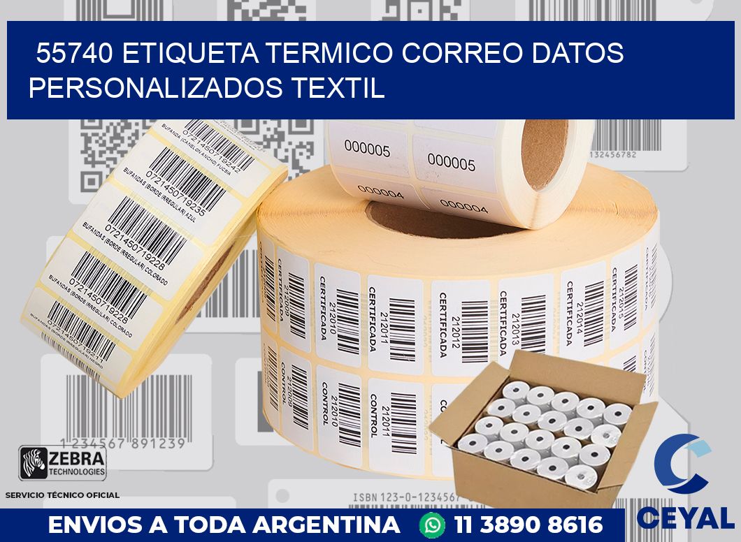 55740 ETIQUETA TERMICO CORREO DATOS PERSONALIZADOS TEXTIL