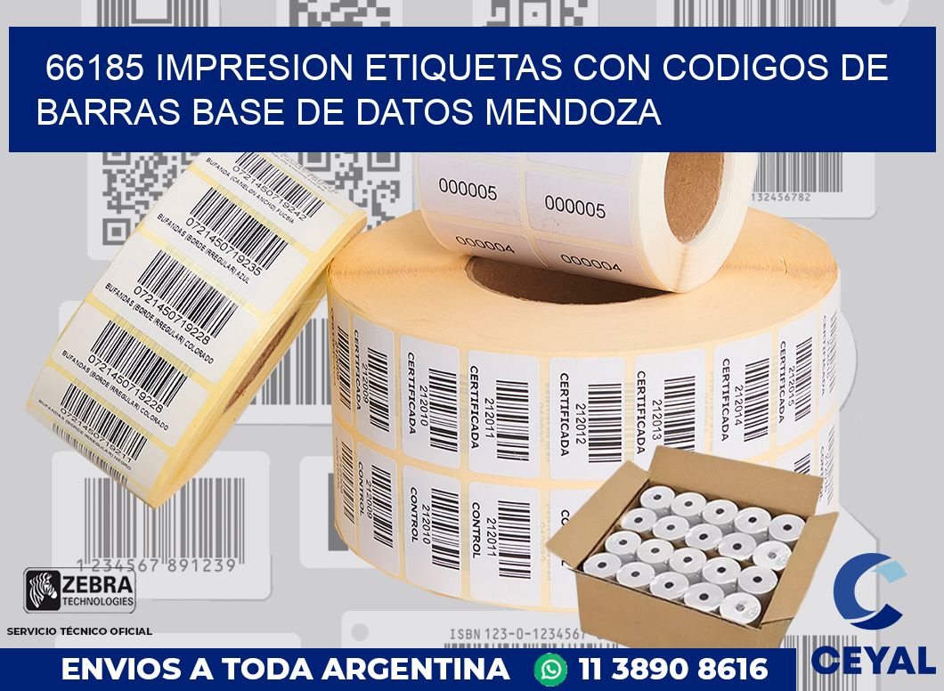 66185 IMPRESION ETIQUETAS CON CODIGOS DE BARRAS BASE DE DATOS MENDOZA