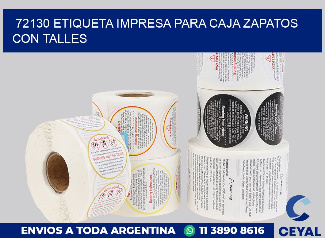 72130 ETIQUETA IMPRESA PARA CAJA ZAPATOS CON TALLES