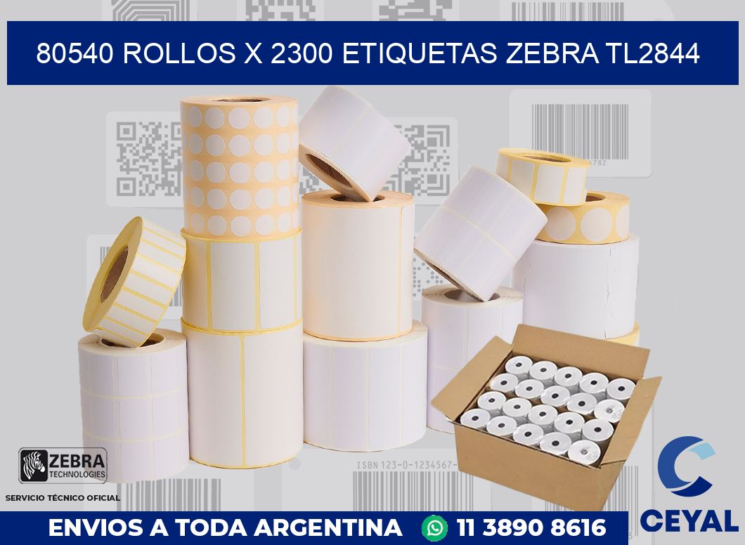 80540 Rollos x 2300 etiquetas zebra tl2844