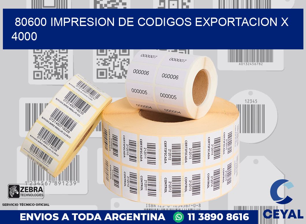 80600 impresion de codigos exportacion x 4000