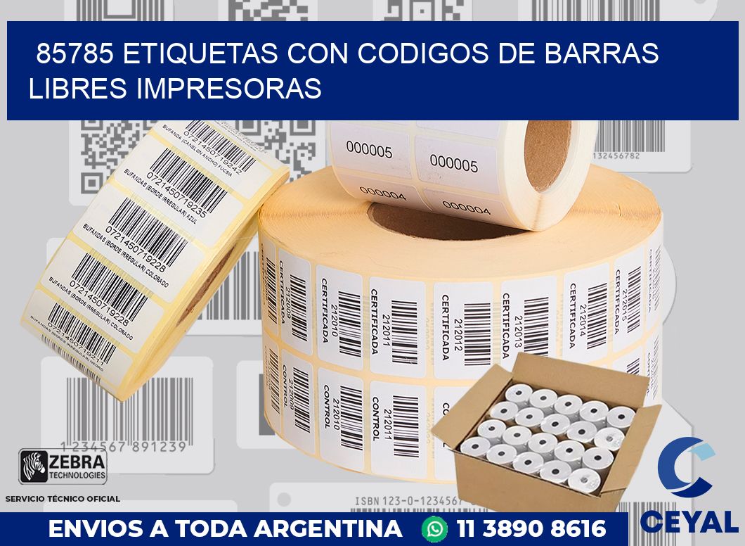 85785 ETIQUETAS CON CODIGOS DE BARRAS LIBRES IMPRESORAS