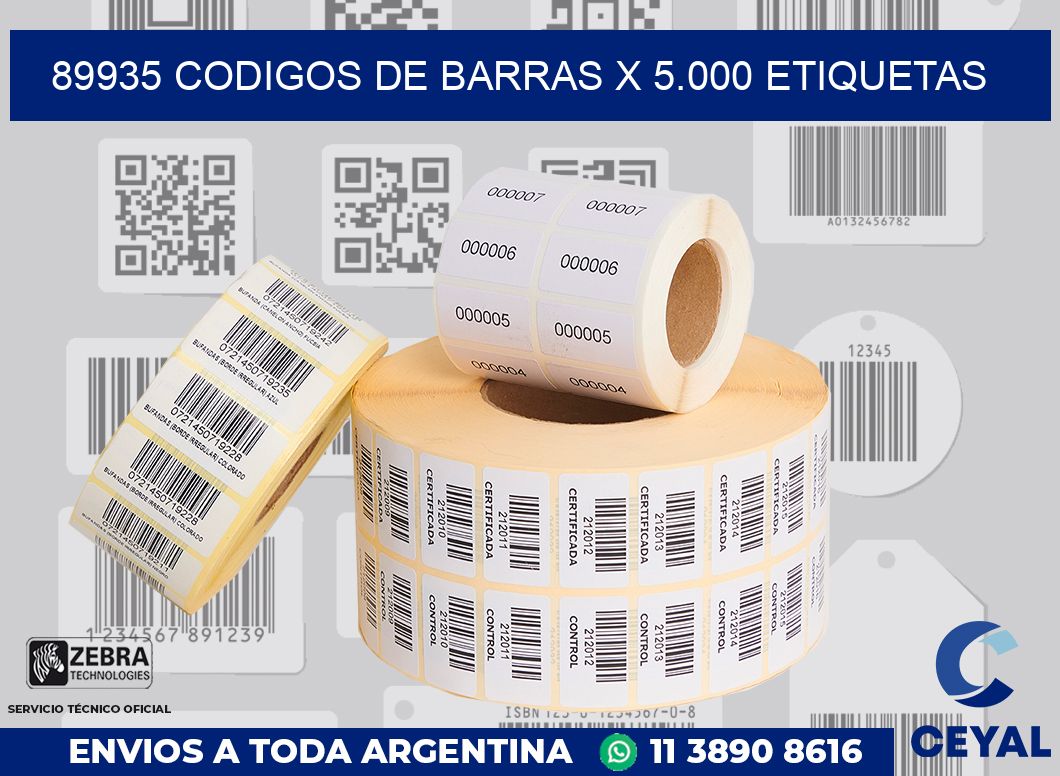 89935 codigos de barras x 5.000 etiquetas