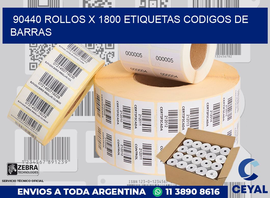 90440 Rollos x 1800 etiquetas codigos de barras