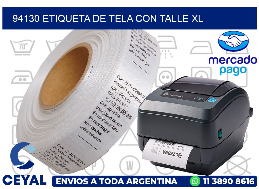 94130 ETIQUETA DE TELA CON TALLE XL