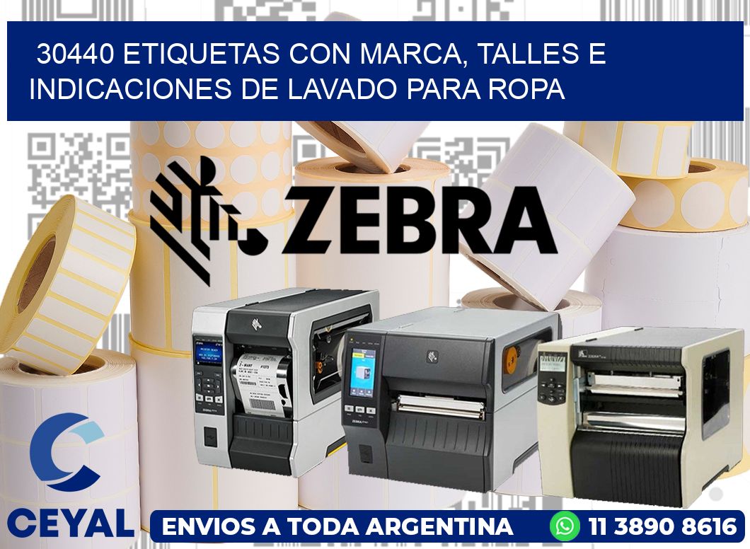 30440 ETIQUETAS CON MARCA, TALLES E INDICACIONES DE LAVADO PARA ROPA