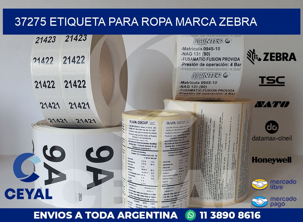 37275 ETIQUETA PARA ROPA MARCA ZEBRA