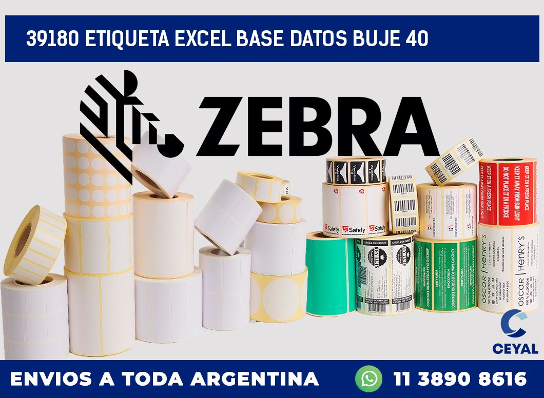 39180 etiqueta excel base datos buje 40